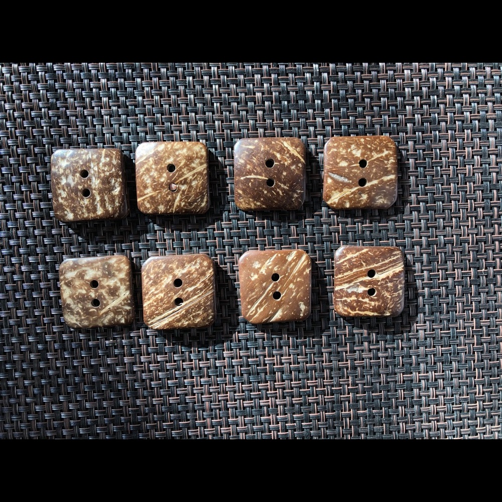 Set of square coconut buttons. NWOT